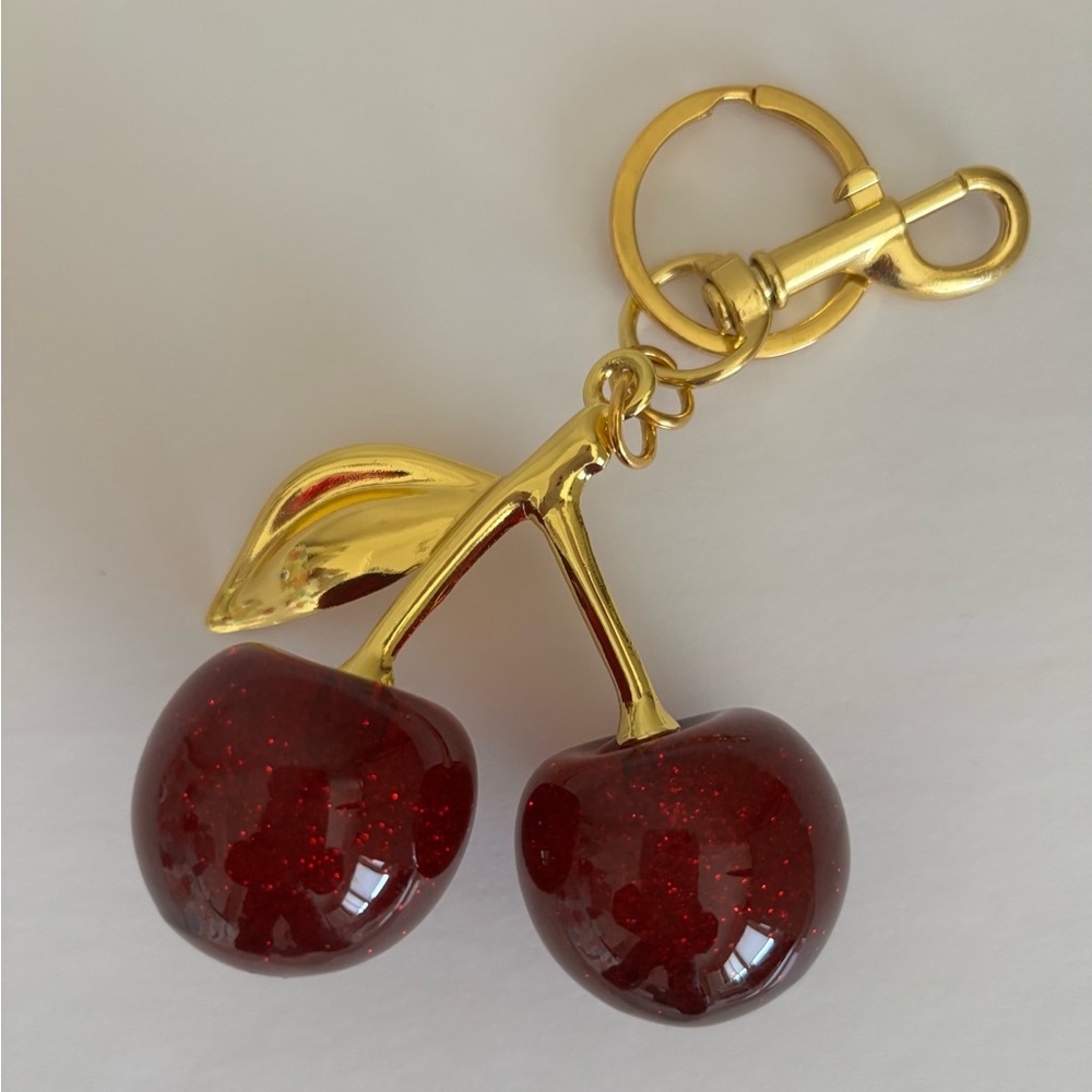 ☀️Cherry 🍒 Bag Charm/Keychain with Gold Accents - Picture 1 of 3